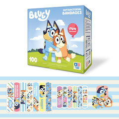 CARE BAND Bluey Kids Bandages front package shows three sizes for versatile injuries.