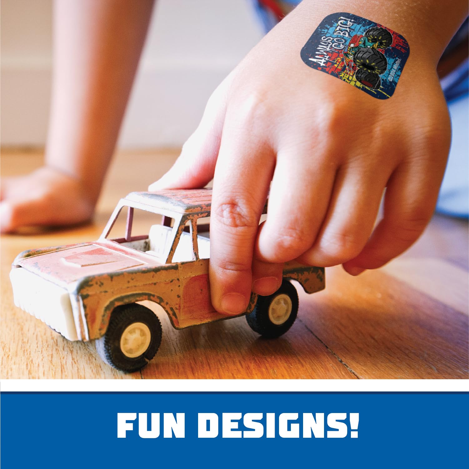 Care Band Hot Wheels soft, flexible material with sure-stick adhesive