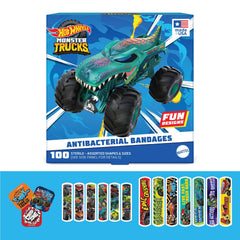 Care Band Hot Wheels packaging displaying the 100-count box for family first aid