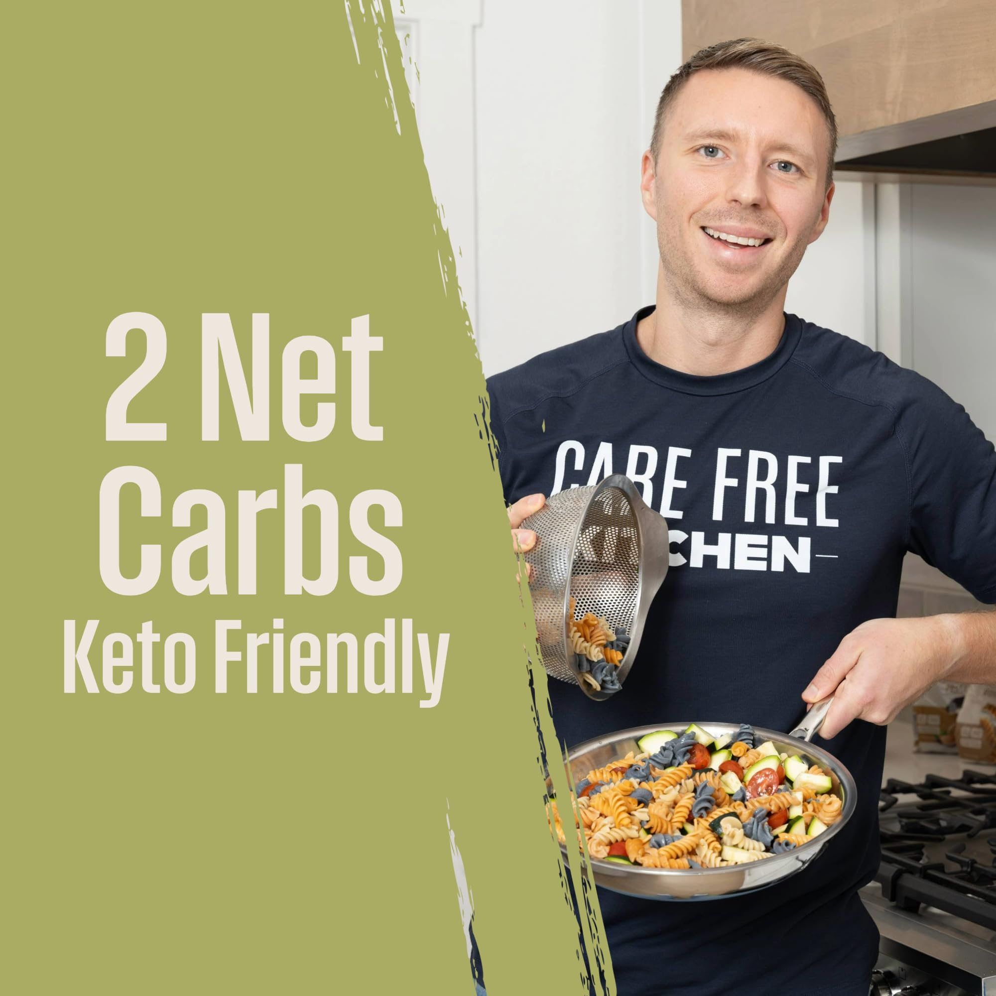 Care Free Kitchen pasta serving bowl with rotini and sauce