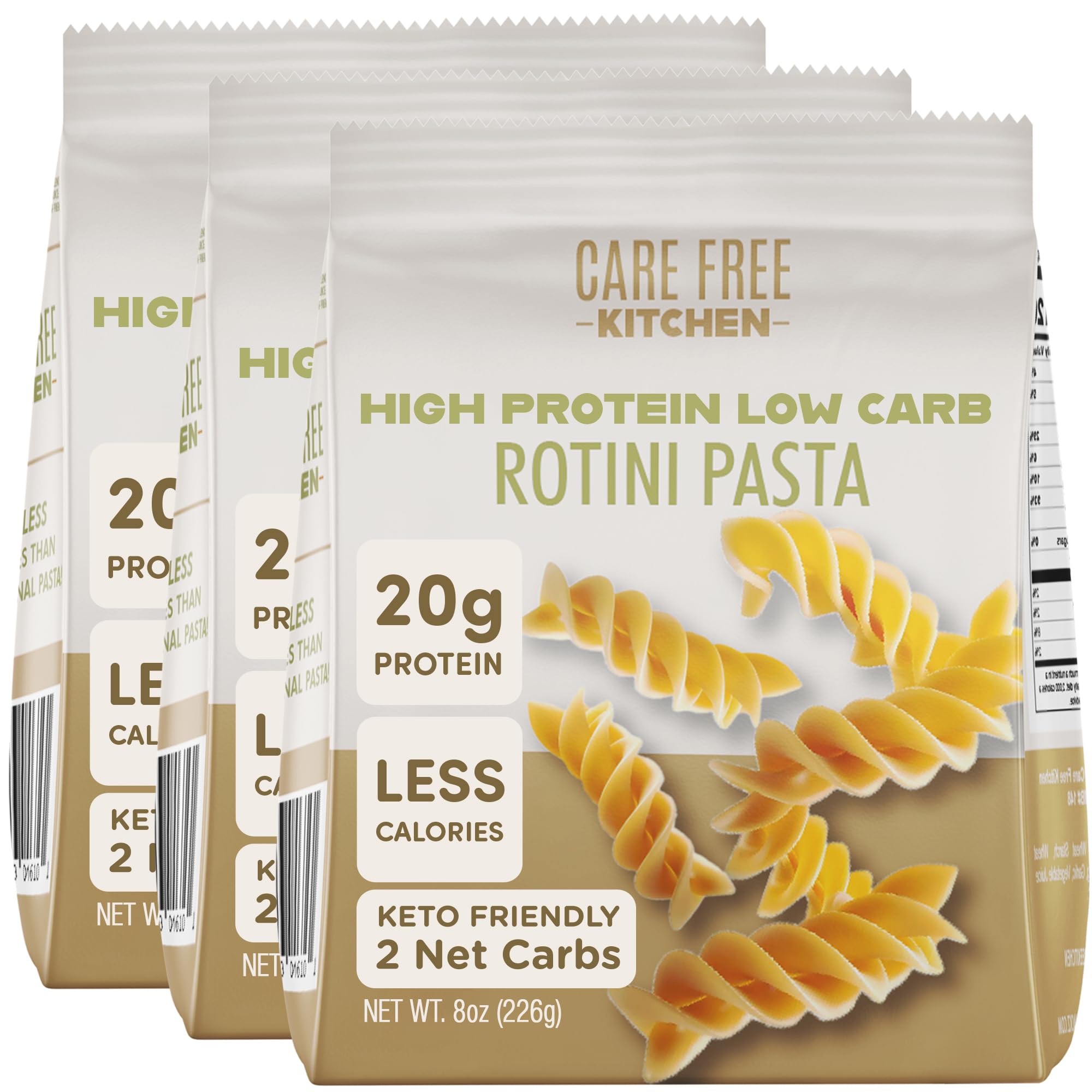 Care Free Kitchen plain rotini pasta pack front for quick meals