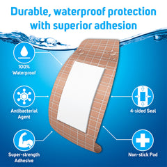 Close up of 4 sided seal on Care Science bandage waterproof barrier