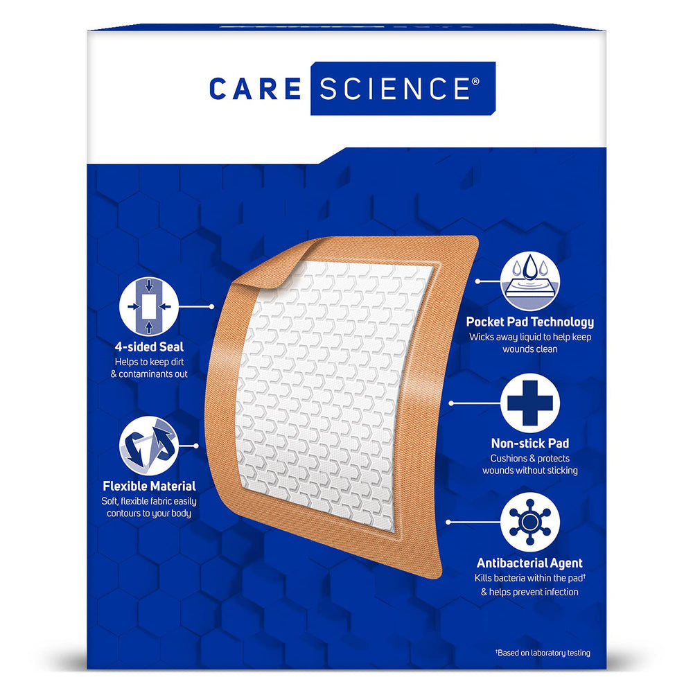 Care Science fabric bandages ready to apply on skin.
