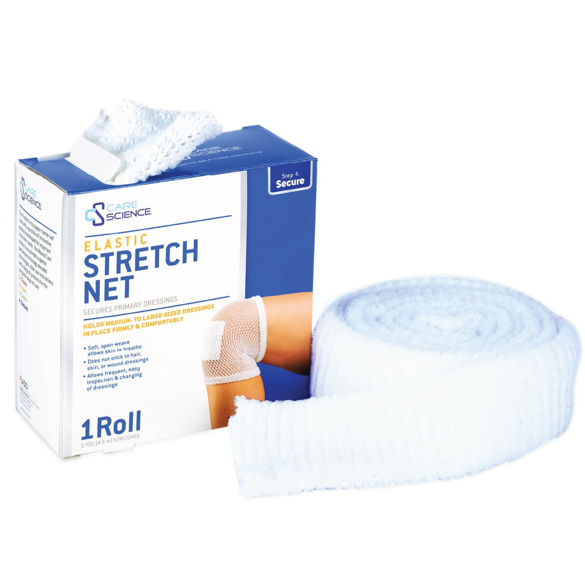 Care Science Elastic Stretch Net roll securing a dressing with adjustable fit