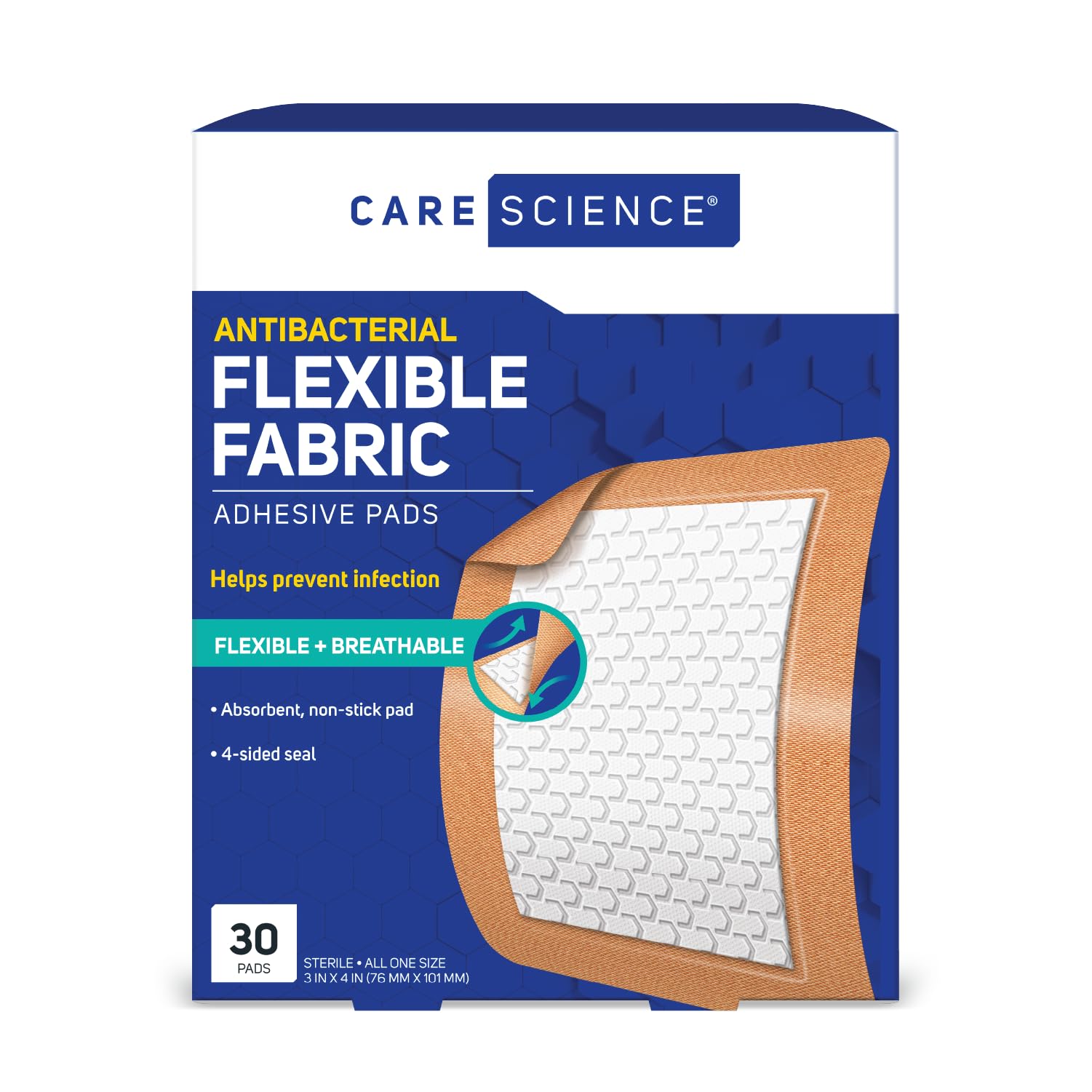 Care Science fabric bandages 3x4 rectangle offer breathable protection.