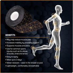 Care Science waterproof kinesiology tape on elbow precut strips provide stable support