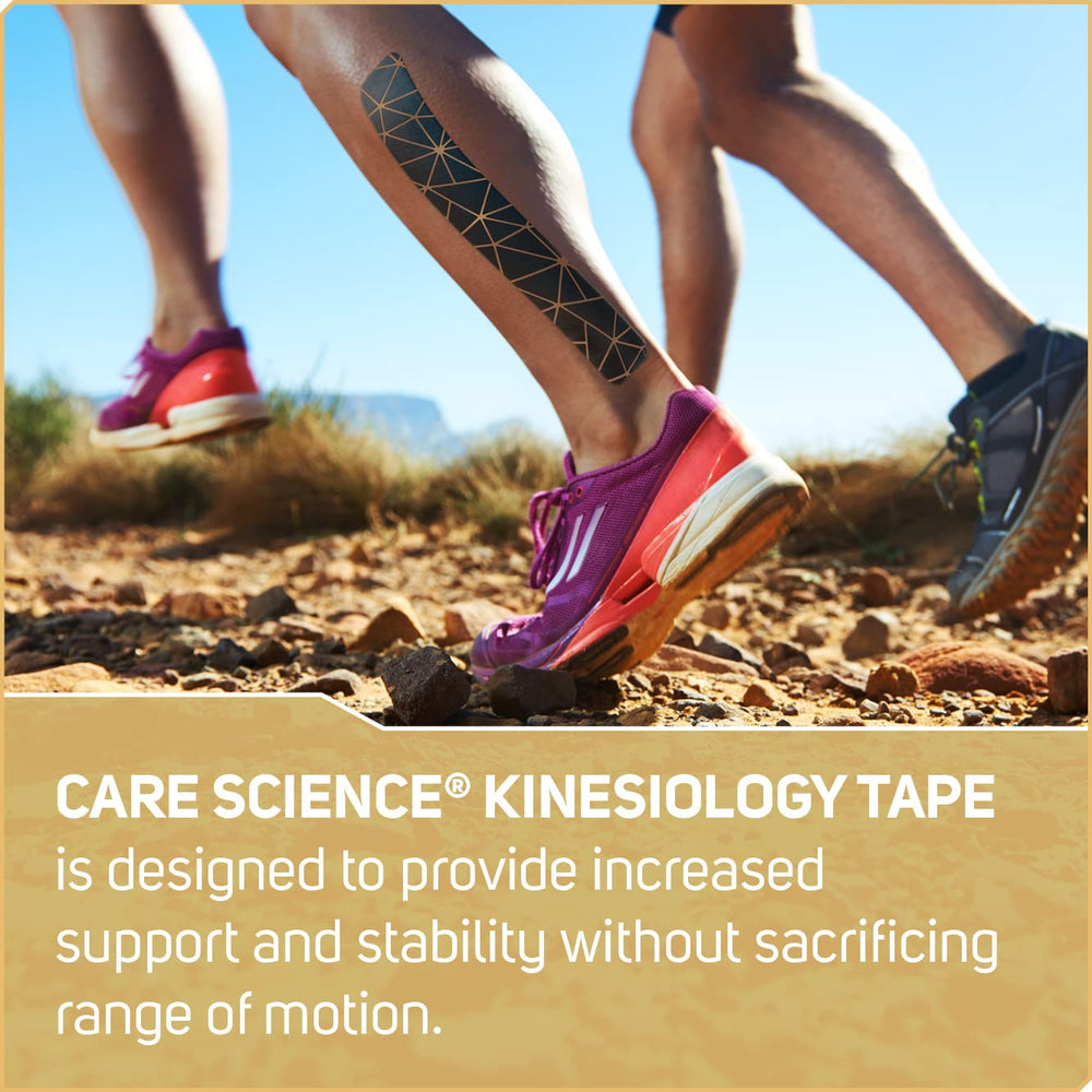 Care Science waterproof kinesiology tape on shoulder for joint stability