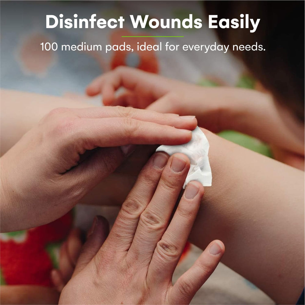 Care Touch 100-pack wipes saturated with 70% isopropyl alcohol for effective cleaning.