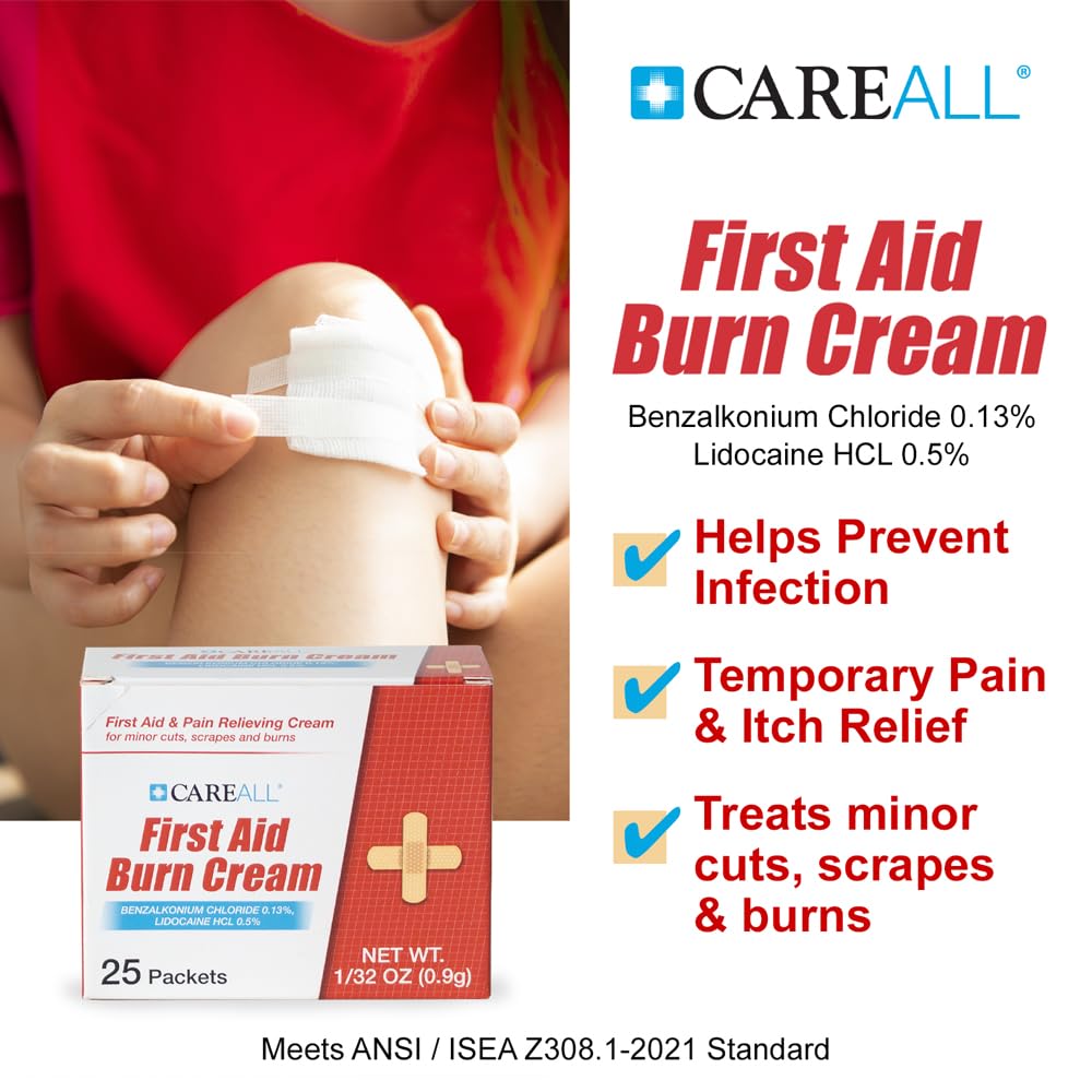 CareAll antiseptic burn cream foil packet highlighting infection prevention