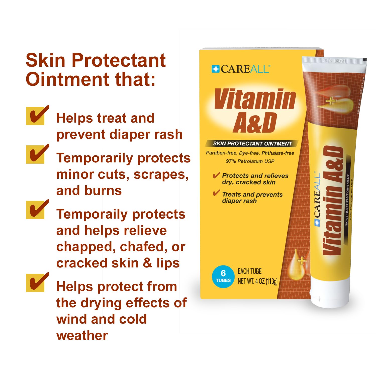 CareAll diaper rash prevention application demonstrated on baby's skin.