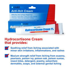 CareAll Hydrocortisone 1% label closeup highlighting active ingredient