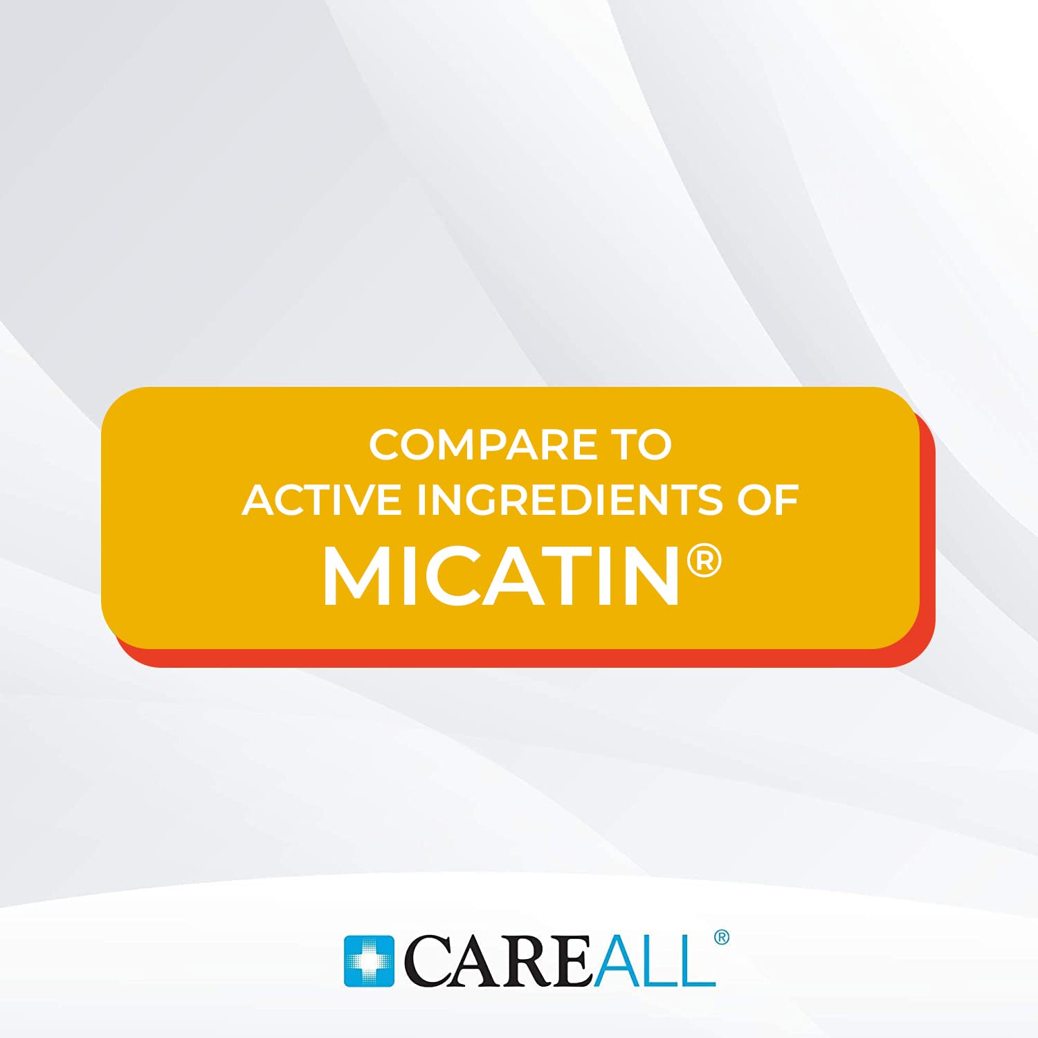 CareAll miconazole 1oz tube label close-up with active ingredient detail.
