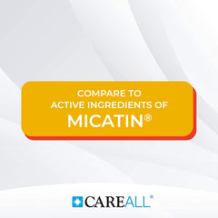 CareAll miconazole 1oz tube label close-up with active ingredient detail.