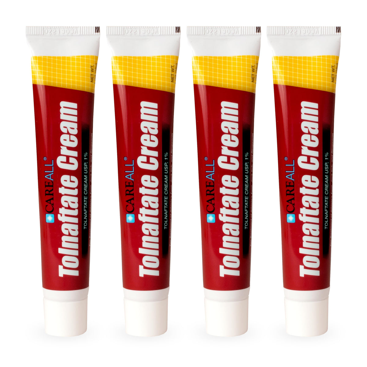 CareAll Tolnaftate cream tube front with branding and 1% active ingredient for antifungal relief.