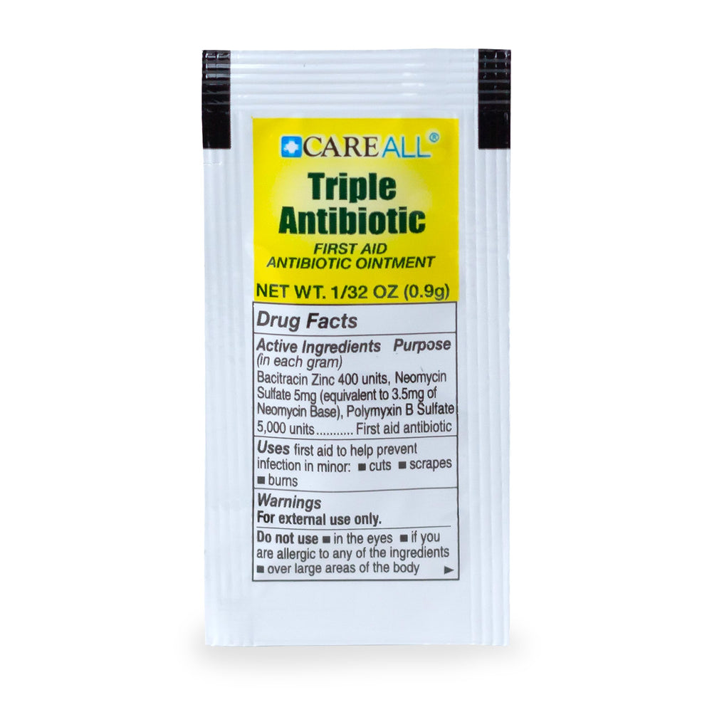 CareAll ingredients panel highlights bacitracin, neomycin, and polymyxin for targeted protection.