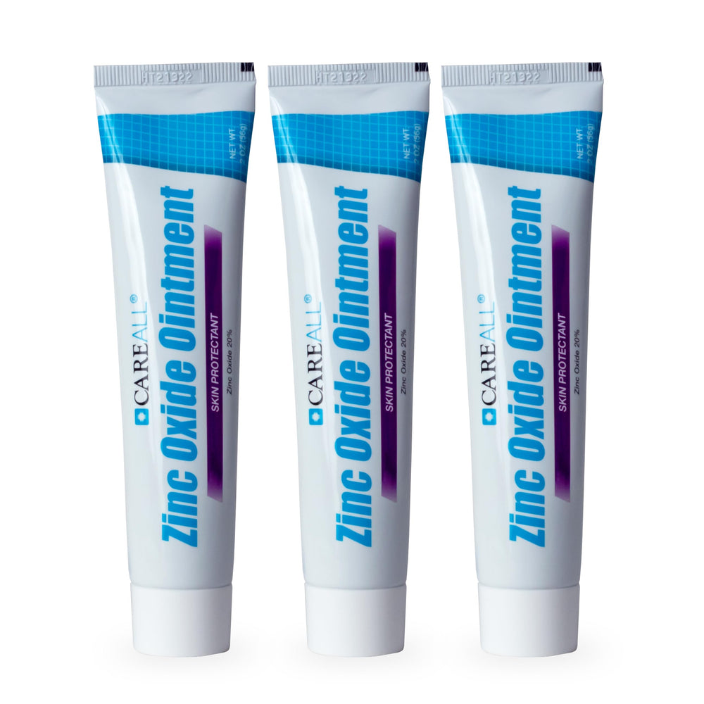 CareAll zinc oxide 20% barrier ointment tube protects delicate diaper-area skin.