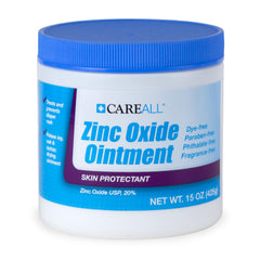 CareAll zinc oxide ointment jar with 20% formula for diaper rash protection and moisture barrier.