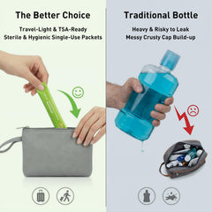 CAREFOR alcohol-free mouthwash bottle highlights a gentle fluoride-free formula.