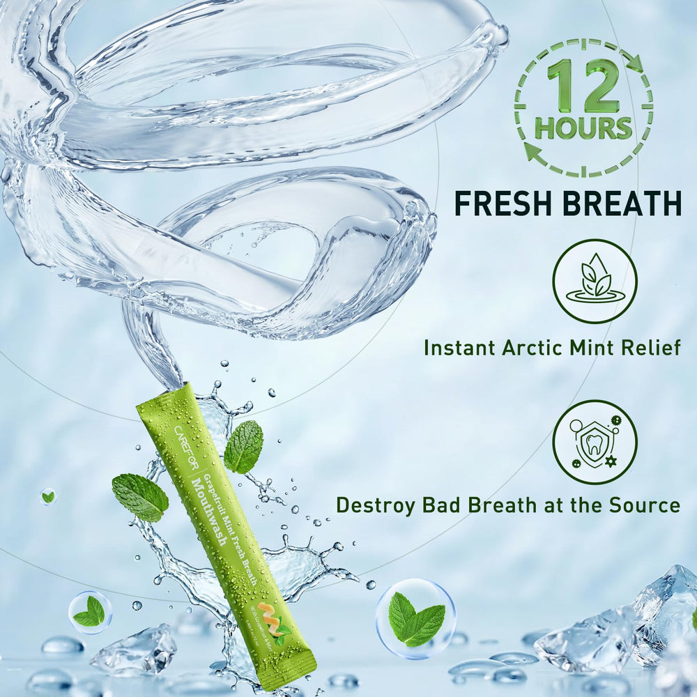 CAREFOR grapefruit mint flavor packets convey refreshing travel use.