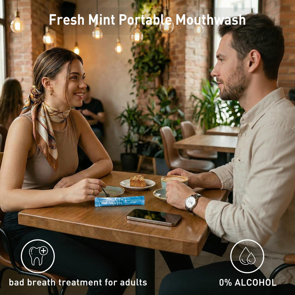CAREFOR portable mouthwash design fits bags and pockets
