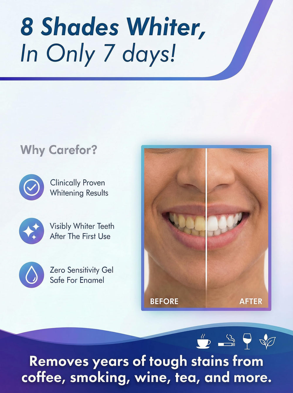 CAREFOR Teeth Whitening Pen travel-compact design fits in your purse or bag.