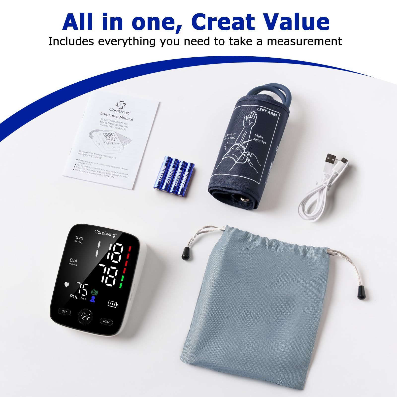 CareLiving Blood Pressure Monitor storage bag for portable protection.