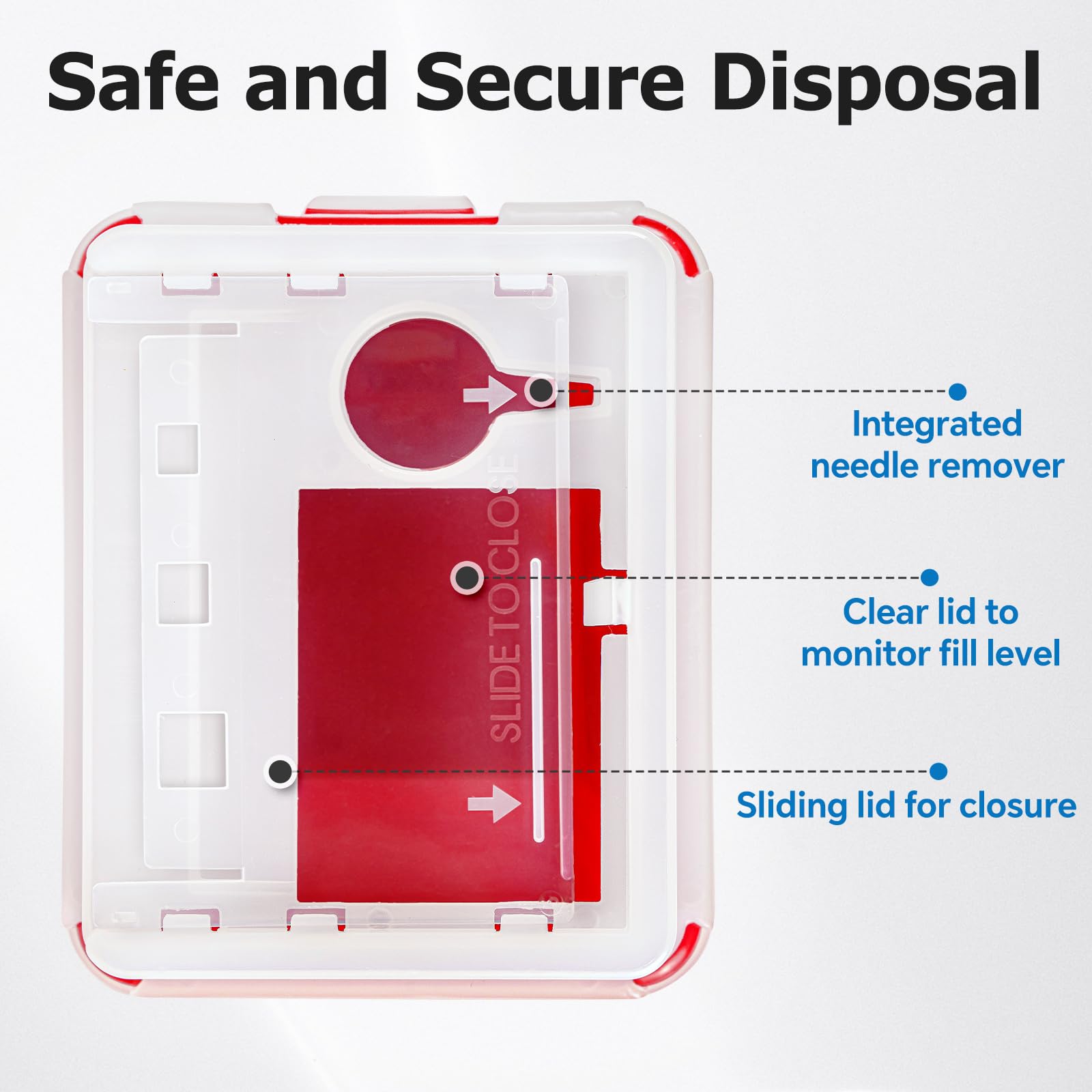 CARELIVING Sharps Container compact dimensions fit small spaces and bags.