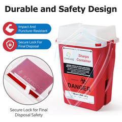 CARELIVING Sharps Container leak-proof lid can be securely locked for safety.