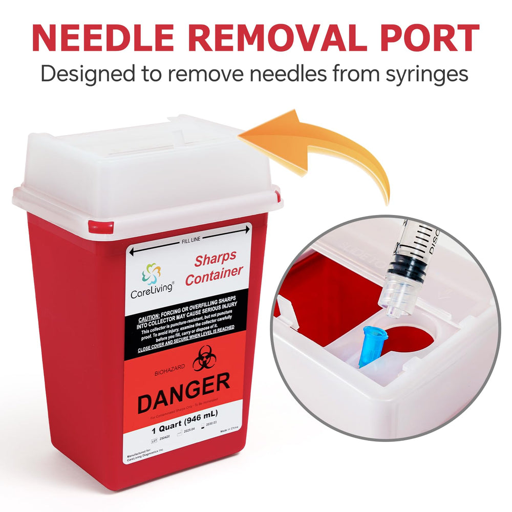 CARELIVING Sharps Container portable and lightweight for travel and home use.