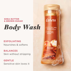 Caress creamy lather highlights hydrating formula for soft skin