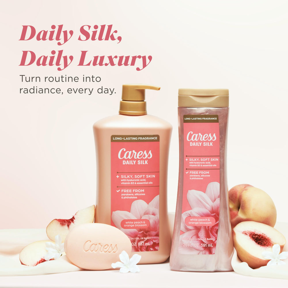 Caress Daily Silk fragrance lingers lightly, extending the shower experience.
