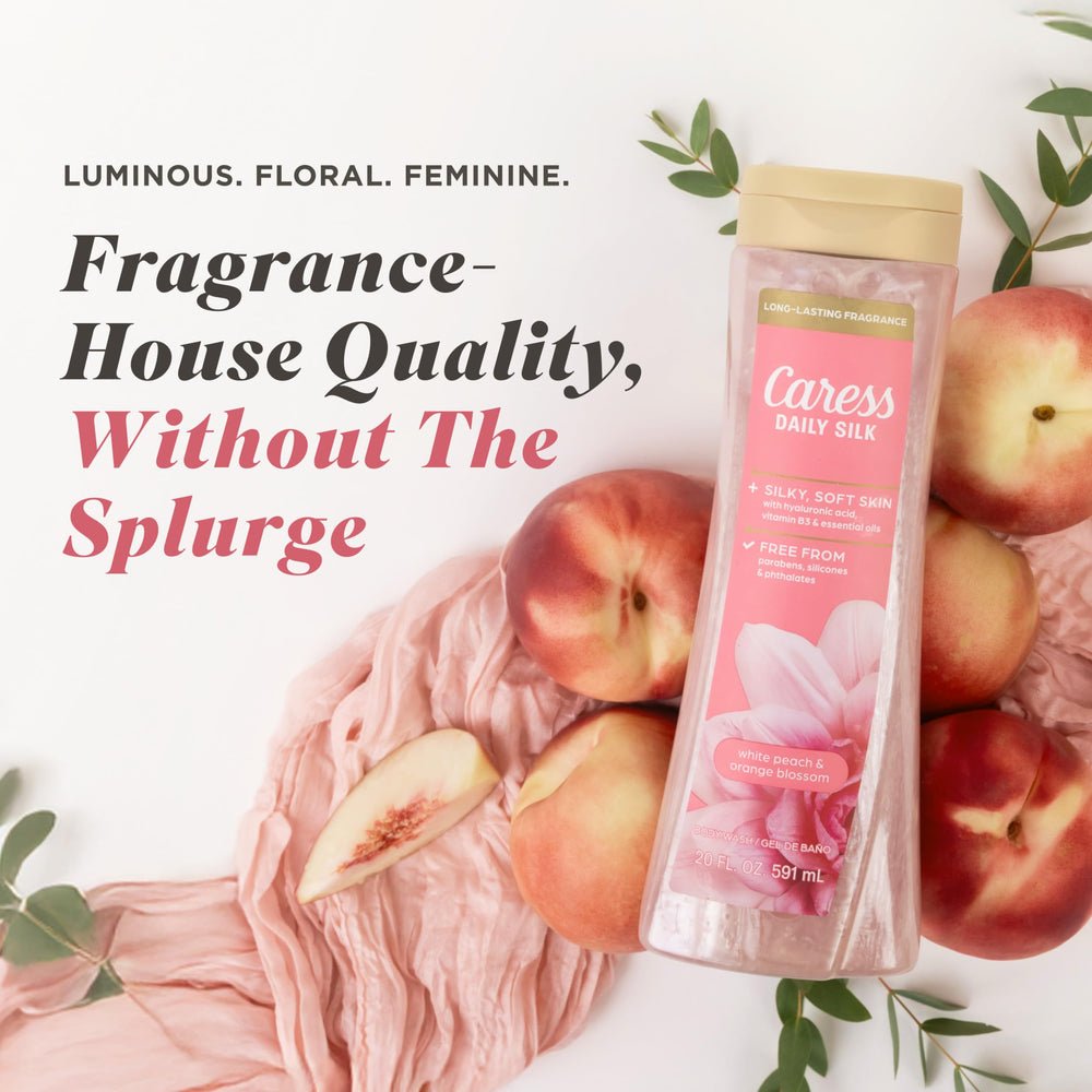 Caress Daily Silk fragrance-waves imply luxurious, lasting shower scent.