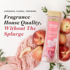Caress Daily Silk fragrance-waves imply luxurious, lasting shower scent.
