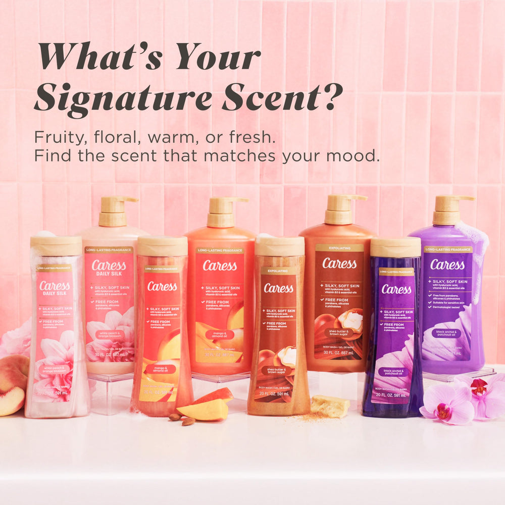 Caress Daily Silk packaging image reinforces dermatologist-tested, paraben-free profile.