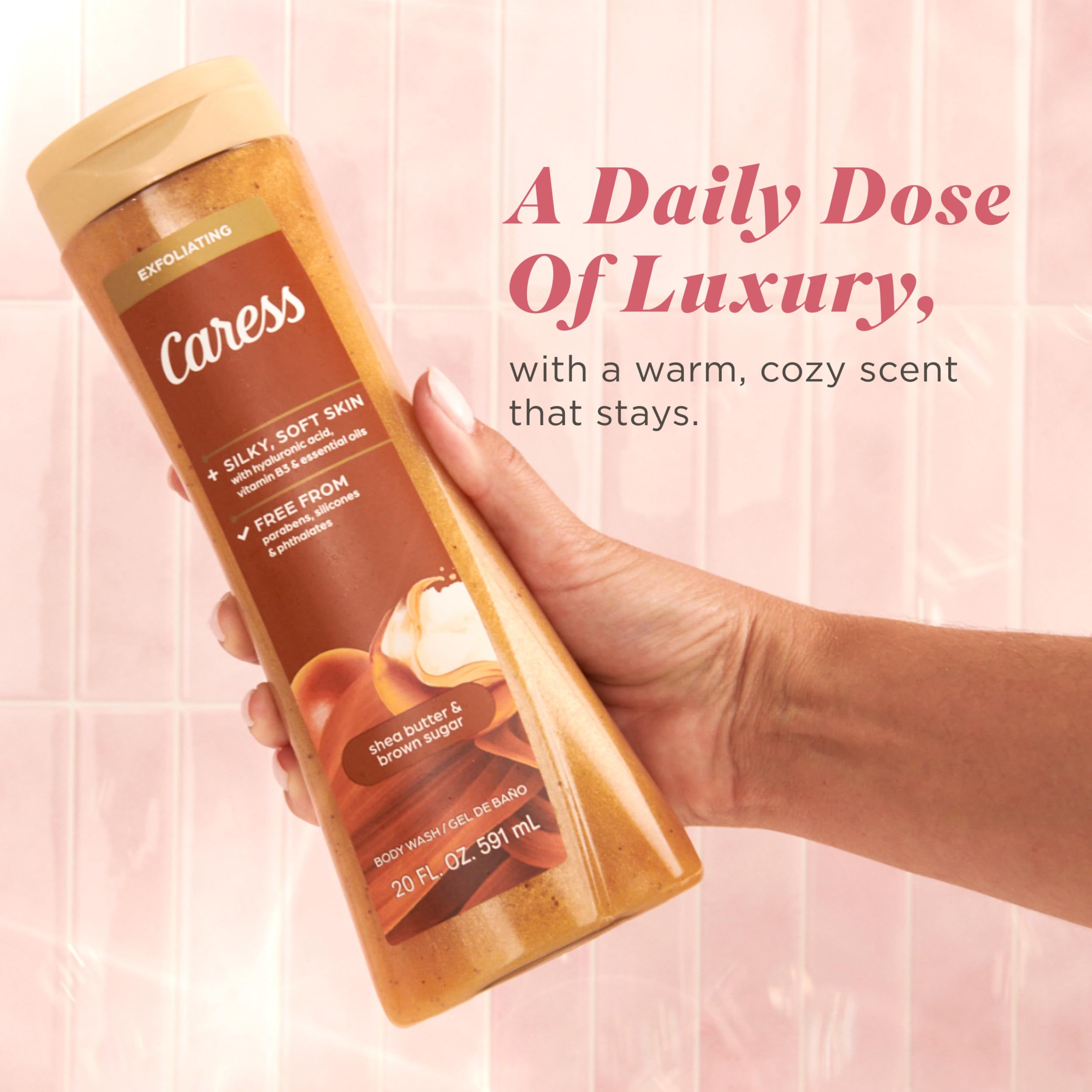 Dermatologist-tested Caress formula offers gentle cleanse for sensitive skin