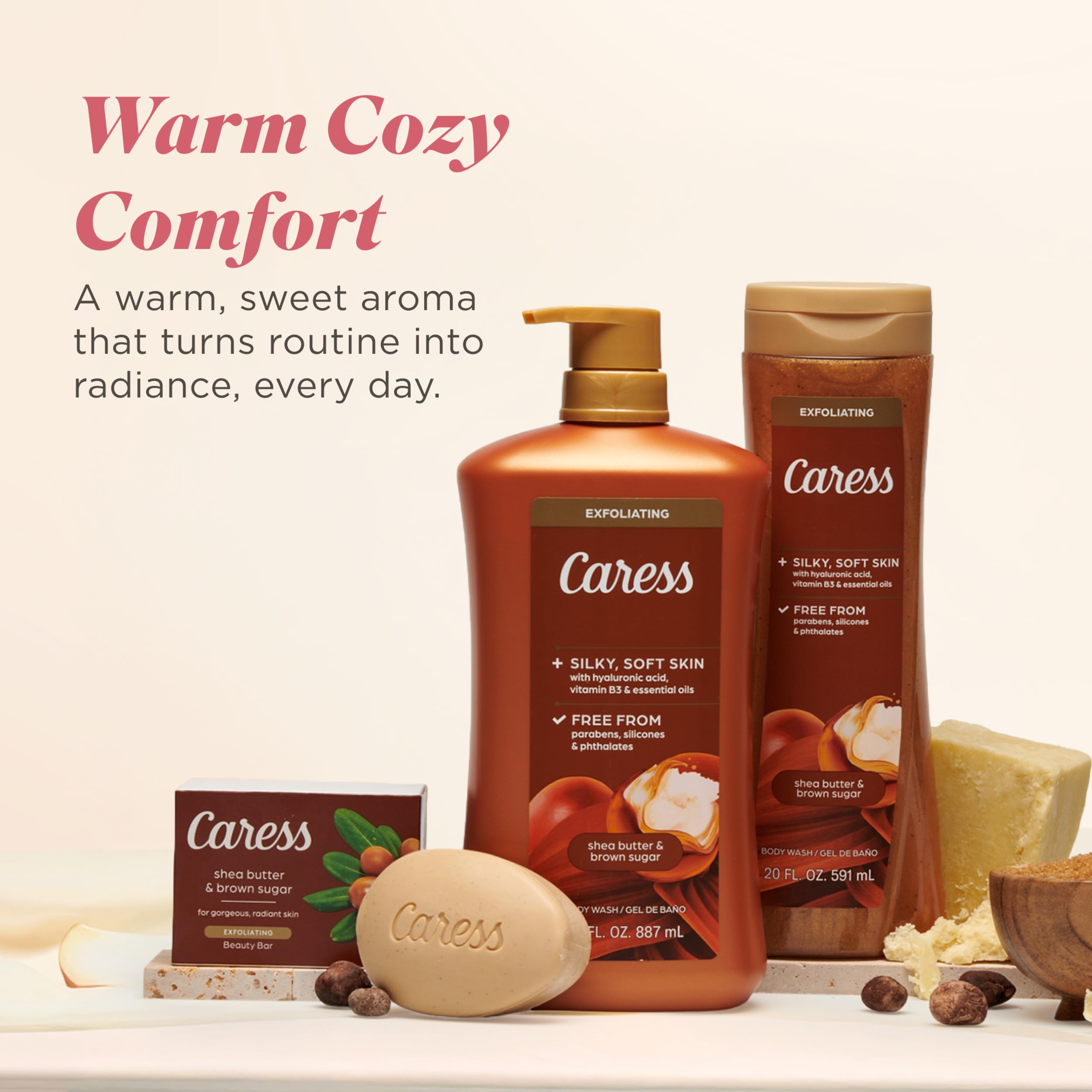 Luxurious scent from Caress enhances the shower ritual