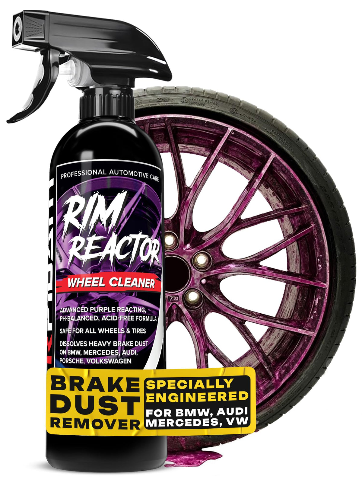 Carfidant Rim Reactor spray bottle ready for quick wheel cleaning.
