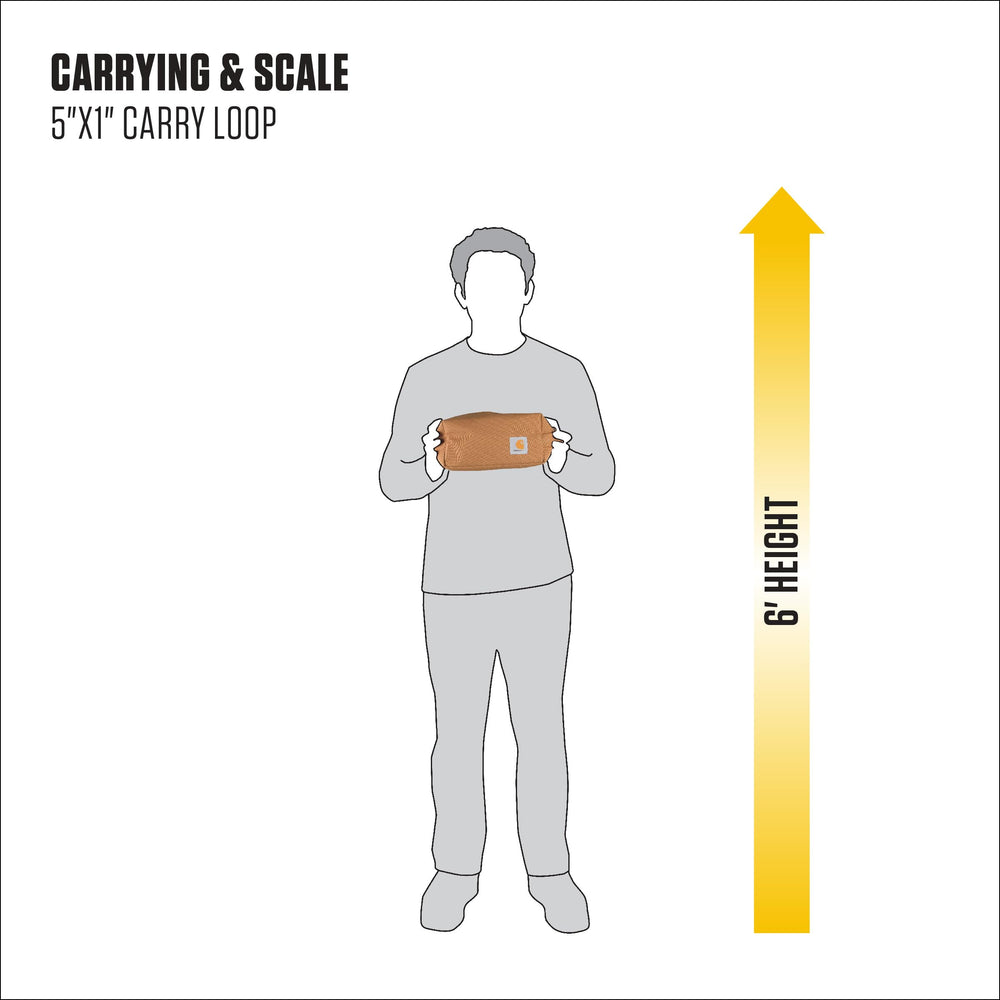 Carhartt durable travel kit interior lining with water-resistant coating protects contents.
