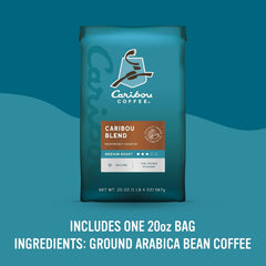 Caribou Coffee Arabica beans closeup suggests balanced sweetness and spice in every grind.