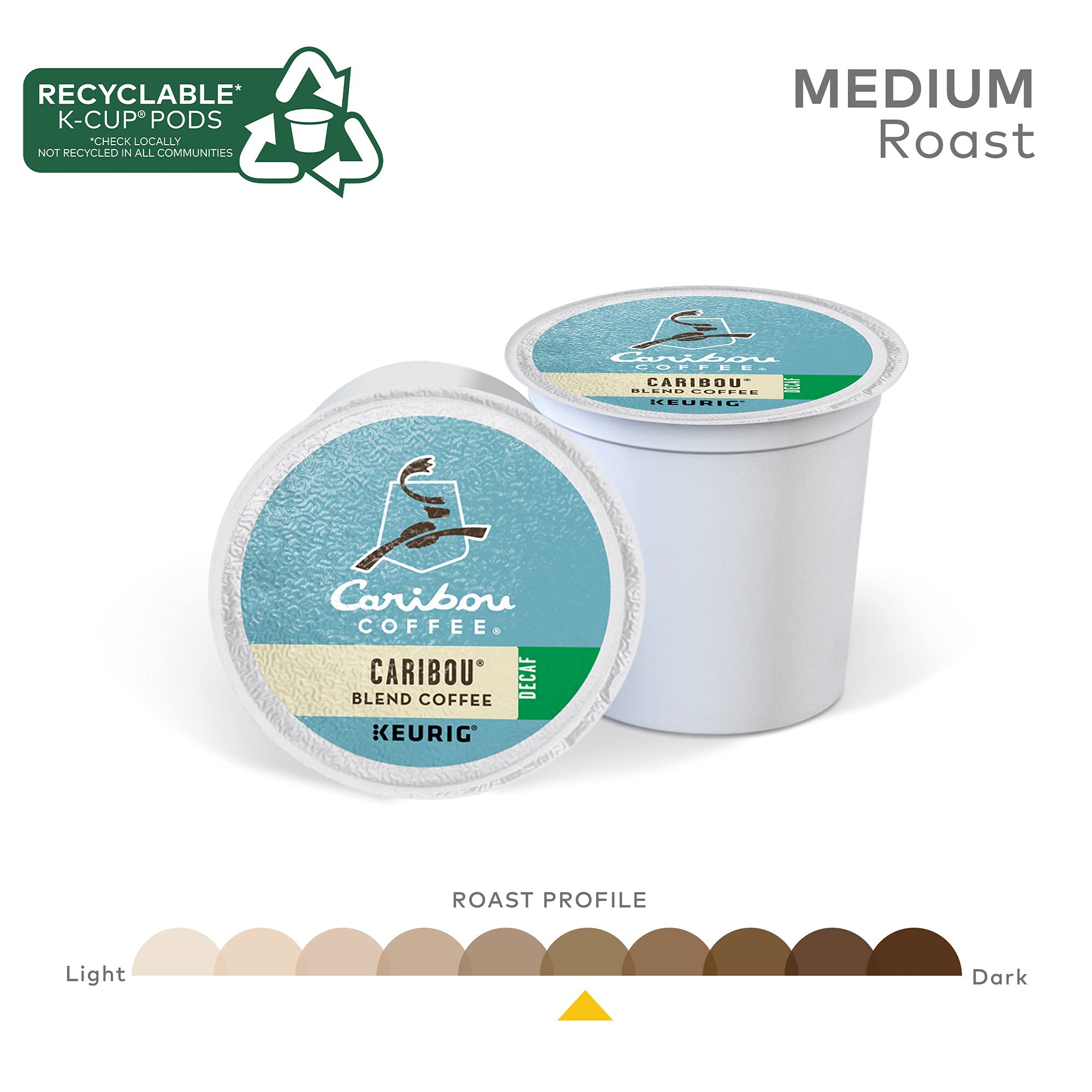 Caribou Blend Decaf K-Cups on a shelf, ideal for everyday use
