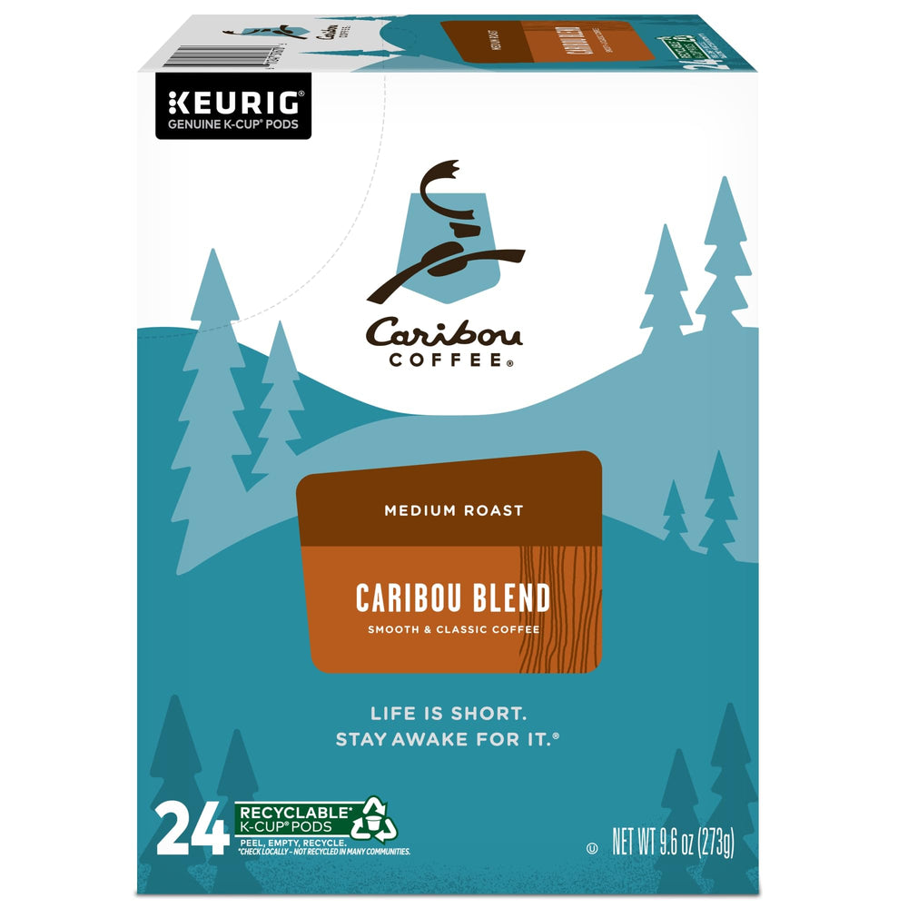 Caribou Coffee Caribou Blend label detail highlights certification and roast level