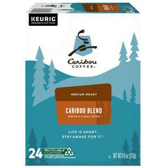 Caribou Coffee Caribou Blend label detail highlights certification and roast level
