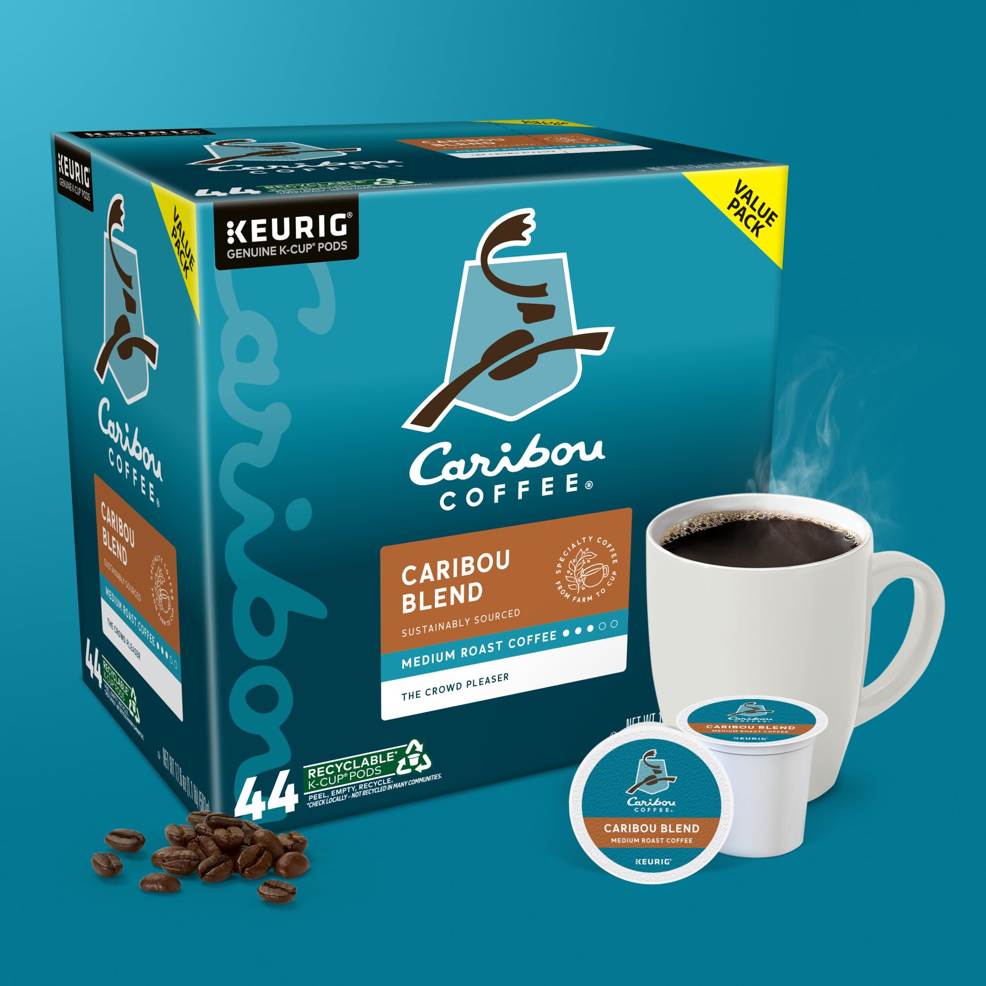 Recyclable K-Cup pods make disposal easier after sipping.