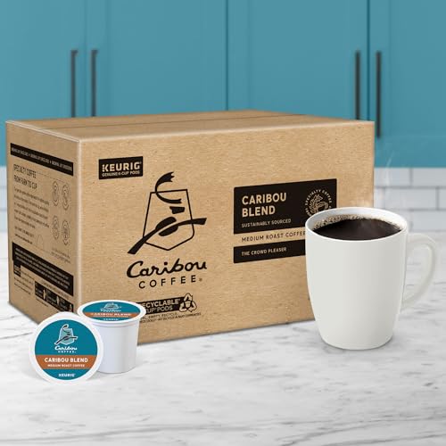 Caribou Coffee Keurig-compatible pods scene shows ready-to-use convenience.