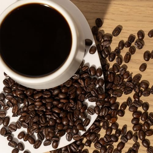 Caribou Coffee shelf display signals premium, sustainably sourced Caribou blend.