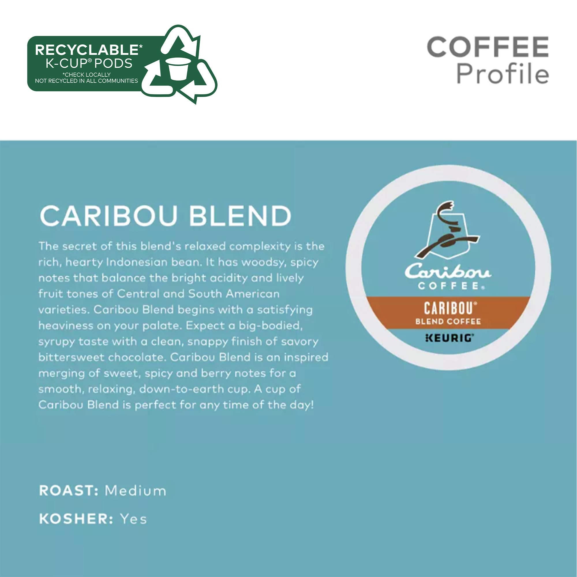 Caribou Blend woodsy-spice notes evoke warm, comforting aroma.