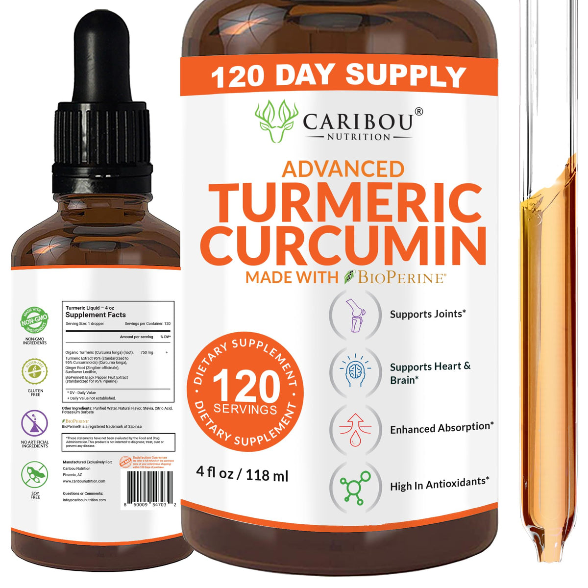Caribou Nutrition liquid turmeric bottle for daily supplementation.