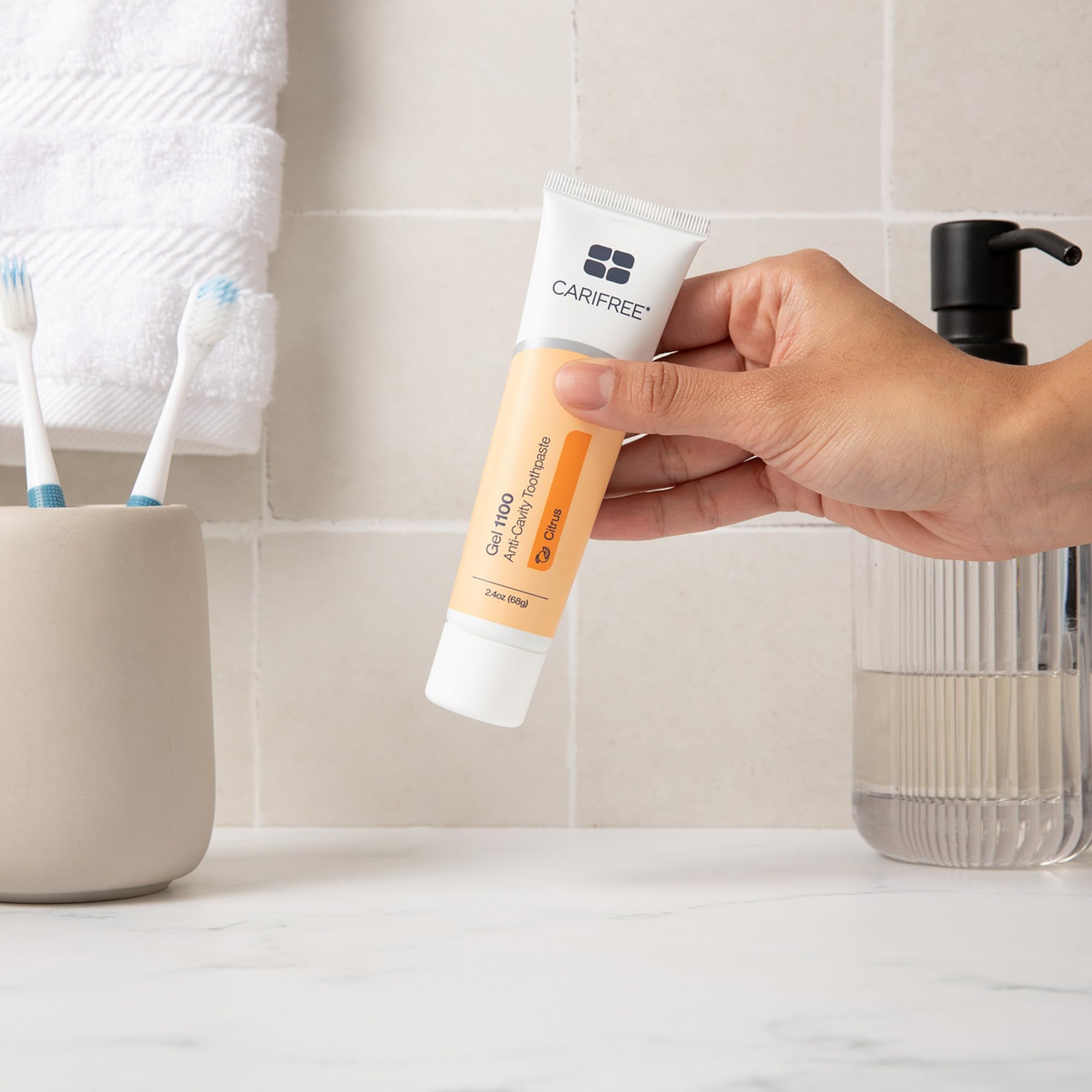 Dentist-recommended CariFree Gel 1100 citrus.