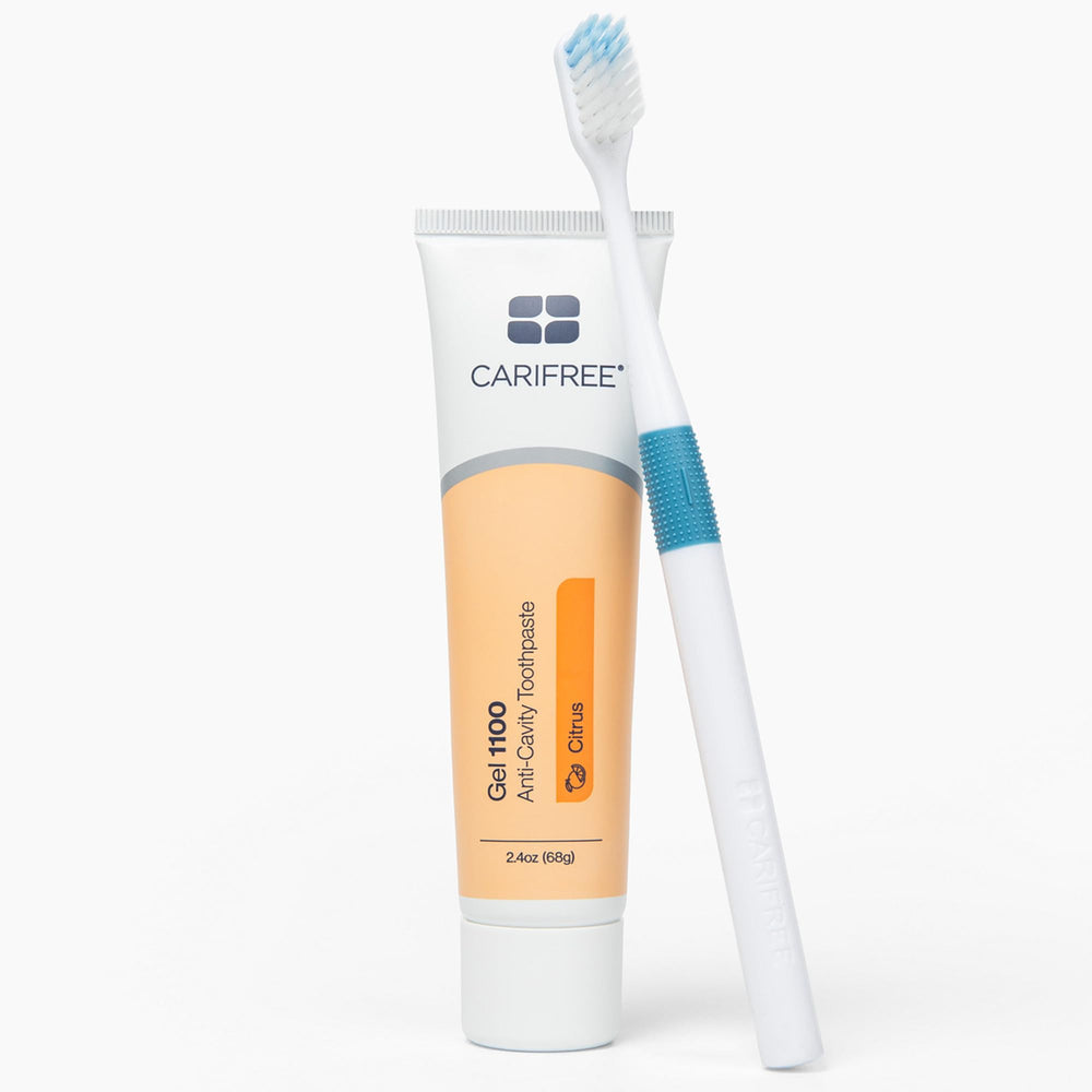 Xylitol ingredient badge within CariFree Gel 1100 citrus formula.