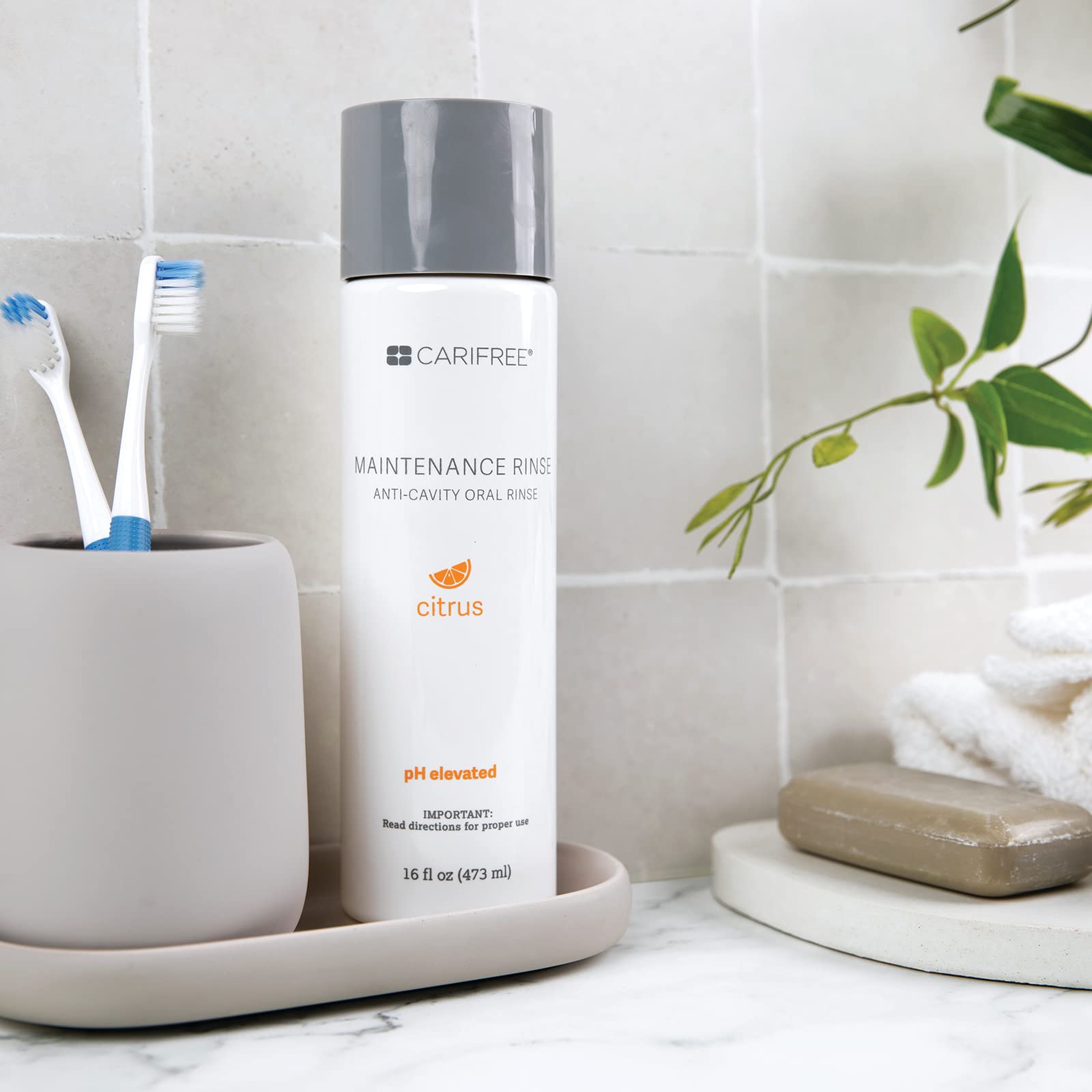 CariFree Maintenance Rinse alcohol-free formula promotes a comfortable mouthfeel.